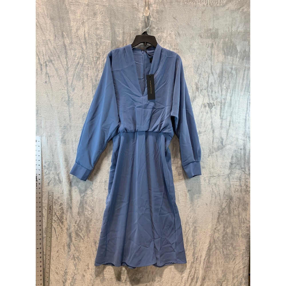 Donna Karan New York Blue Dolman Sleeve V-Neck Midi Dress Size 6 KA4Y26L8